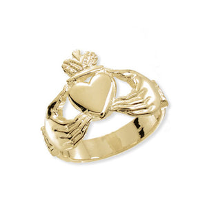 9ct Yellow Gold Mens Claddagh Ring - E Bixby Jewellers