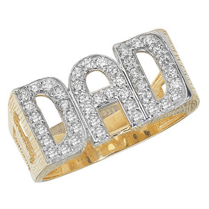 9ct Yellow Gold Mens Curb Sides Dad CZ Ring - E Bixby Jewellers