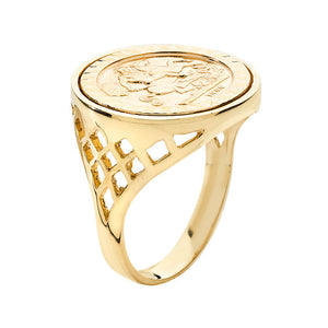 9ct Yellow Gold 1/10 St George Basket Sides Ring - E Bixby Jewellers