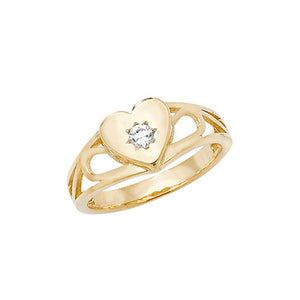 9ct Yellow Gold Babies/Maidens Heart Stone Set Ring - E Bixby Jewellers