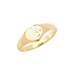 9ct Yellow Gold Babies/Maidens Half Engraved Heart Shape Ring - E Bixby Jewellers