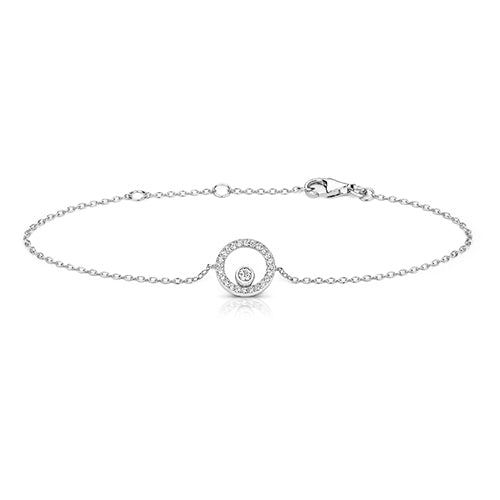 Silver Cz Halo With Single Bubble Bracelet - E Bixby Jewellers