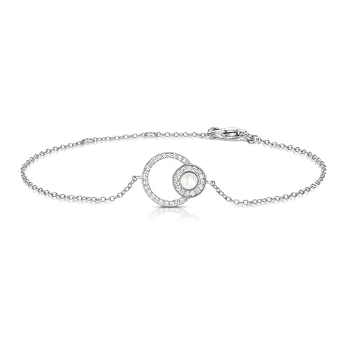 Silver Mother Of Pearl Double Circle Bracelet - E Bixby Jewellers