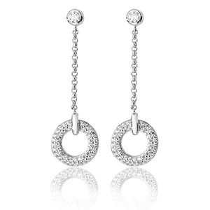 Silver Pave Circular Cz Drop Earrings - E Bixby Jewellers