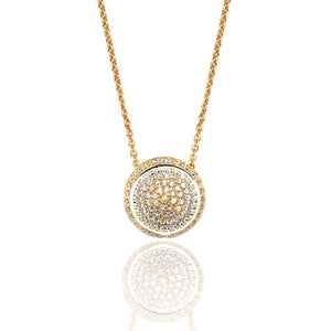 Silver Yellow Gold Plated Pave Set Pendant +18" Chain - E Bixby Jewellers