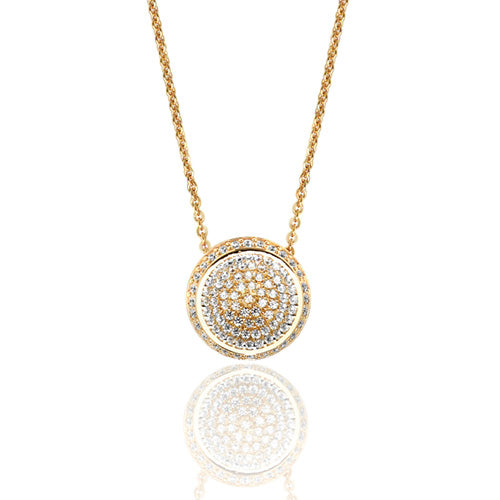 Silver Yellow Gold Plated Pave Set Pendant +18