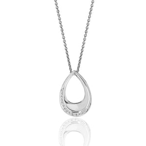 Silver U Shape Cz Detail Pendant +18" Chain - E Bixby Jewellers