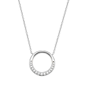 Silver Partial Set Halo Circle CZ Pendant - E Bixby Jewellers