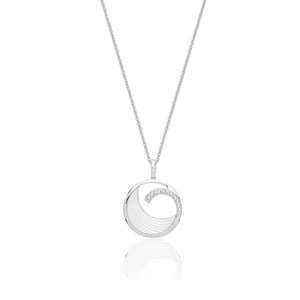 Silver Mother Of Pearl & Cz Pendant +18" Chain - E Bixby Jewellers