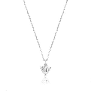 Silver Single Stone 6mm Heart Cut Claw Set Pendant (Swarovski Cz) + 18" Chain - E Bixby Jewellers