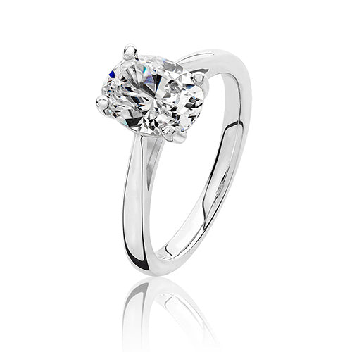 Silver 4 Claw Set 9 x 7 mm  Oval Shape CZ Ring - E Bixby Jewellers