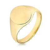 Mens 9ct Yellow Gold 14 x 12mm Medium Weight Oval Signet Ring - E Bixby Jewellers